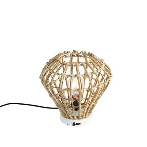 Venkovská stolní lampa bambusová s bílou - Canna Diamond obraz