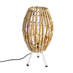 Venkovská stolní lampa stativ bambus s bílou - Canna Capsule obraz