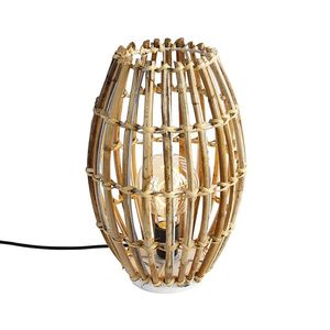 Venkovská stolní lampa bambusová s bílou - Canna Capsule obraz