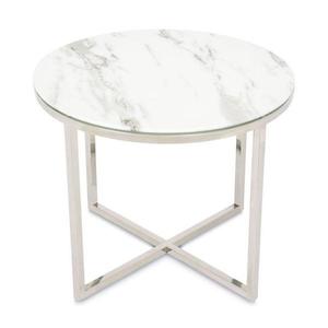 HowHomely Konferenční stolek VERTIGO 50x60 cm chrom/bílá obraz