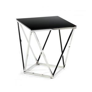 HowHomely Konferenční stolek DIAMANTA 50x50 cm chrom/černá obraz