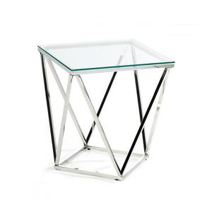 HowHomely Konferenční stolek DIAMANTA 50x50 cm chrom/čirá obraz