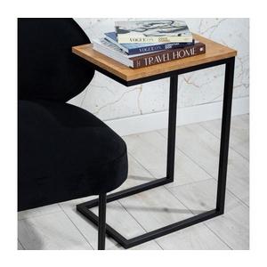 HowHomely Odkládací stolek HELPER 57x40 cm černá/hnědá obraz
