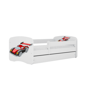 Kocot kids Dětská postel Babydreams závodní auto bílá, varianta 70x140, bez šuplíků, bez matrace obraz