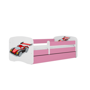 Kocot kids Dětská postel Babydreams závodní auto růžová, varianta 70x140, bez šuplíků, bez matrace obraz