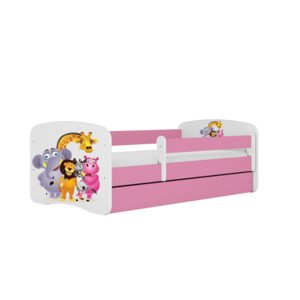 Kocot kids Dětská postel Babydreams ZOO růžová, varianta 70x140, bez šuplíků, bez matrace obraz