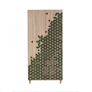 Hanah Home Šatní skříň Kikos III 90 cm dub sonoma/zelená obraz