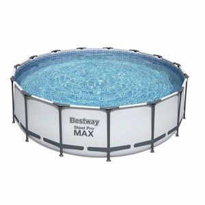 Bestway Kulatý nadzemní bazén Steel Pro MAX s kartušovou filtrací, schůdky a plachtou obraz