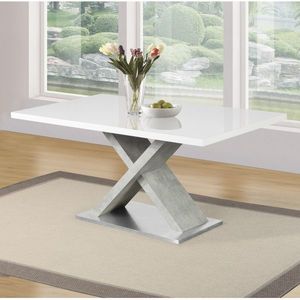 Jídelní stůl, bílá s vysokým leskem HG / beton, FARNEL obraz