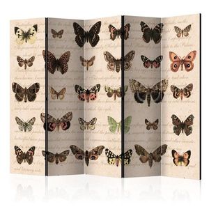Paraván Retro Style: Butterflies Dekorhome 225x172 cm (5-dílný) obraz