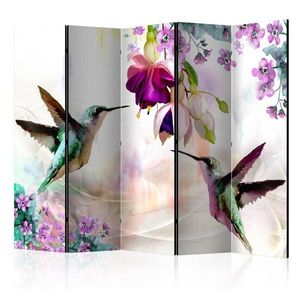 Paraván Hummingbirds and Flowers Dekorhome 225x172 cm (5-dílný) obraz