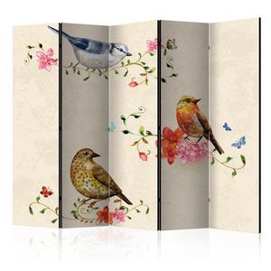 Paraván Bird Song Dekorhome 225x172 cm (5-dílný), Paraván Bird Song Dekorhome 225x172 cm (5-dílný) obraz