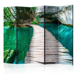 Paraván Emerald Lake Dekorhome 225x172 cm (5-dílný), Paraván Emerald Lake Dekorhome 225x172 cm (5-dílný) obraz