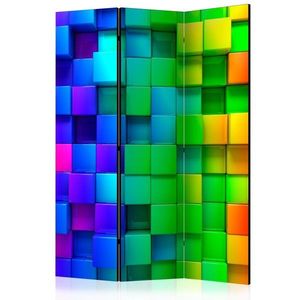 Paraván Colourful Cubes Dekorhome 135x172 cm (3-dílný), Paraván Colourful Cubes Dekorhome 135x172 cm (3-dílný) obraz