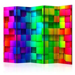 Paraván Colourful Cubes Dekorhome 225x172 cm (5-dílný), Paraván Colourful Cubes Dekorhome 225x172 cm (5-dílný) obraz