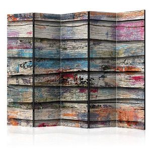 Paraván Colourful Wood Dekorhome 225x172 cm (5-dílný) obraz