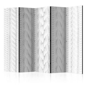 Paraván White Knit Dekorhome 225x172 cm (5-dílný), Paraván White Knit Dekorhome 225x172 cm (5-dílný) obraz