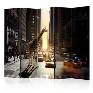 Paraván Giraffe in the Big City Dekorhome 225x172 cm (5-dílný) obraz