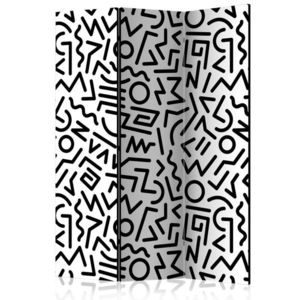 Paraván Black and White Maze Dekorhome 135x172 cm (3-dílný) obraz