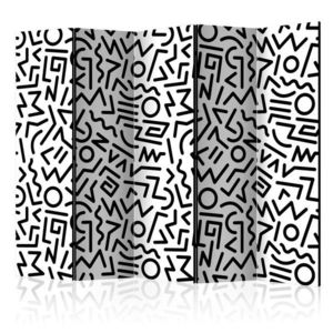 Paraván Black and White Maze Dekorhome 225x172 cm (5-dílný), Paraván Black and White Maze Dekorhome 225x172 cm (5-dílný) obraz
