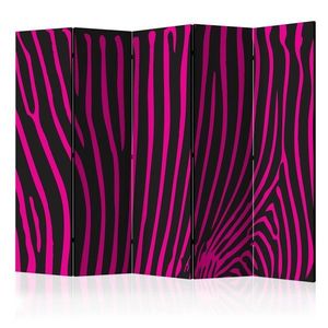 Paraván Zebra pattern (violet) Dekorhome 225x172 cm (5-dílný), Paraván Zebra pattern (violet) Dekorhome 225x172 cm (5-dílný) obraz