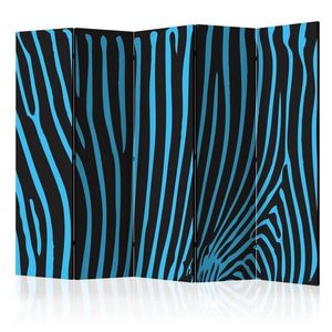 Paraván Zebra pattern (turquoise) Dekorhome 225x172 cm (5-dílný), Paraván Zebra pattern (turquoise) Dekorhome 225x172 cm (5-dílný) obraz