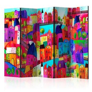 Paraván Rainbow-hued town Dekorhome 225x172 cm (5-dílný) obraz