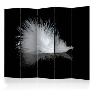 Paraván White feather Dekorhome 225x172 cm (5-dílný), Paraván White feather Dekorhome 225x172 cm (5-dílný) obraz