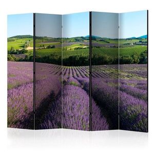 Paraván Lavender fields Dekorhome 225x172 cm (5-dílný), Paraván Lavender fields Dekorhome 225x172 cm (5-dílný) obraz