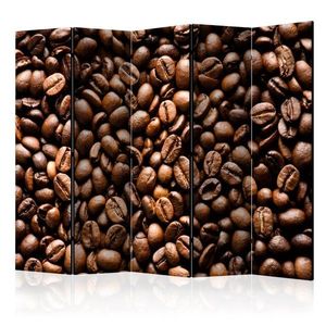 Paraván Roasted coffee beans Dekorhome 225x172 cm (5-dílný) obraz
