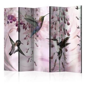 Paraván Flying Hummingbirds (Pink) Dekorhome 225x172 cm (5-dílný), Paraván Flying Hummingbirds (Pink) Dekorhome 225x172 cm (5-dílný) obraz