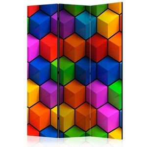 Paraván Colorful Geometric Boxes Dekorhome 135x172 cm (3-dílný), Paraván Colorful Geometric Boxes Dekorhome 135x172 cm (3-dílný) obraz