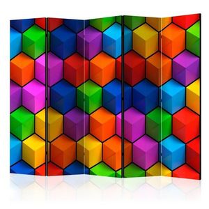 Paraván Colorful Geometric Boxes Dekorhome 225x172 cm (5-dílný) obraz