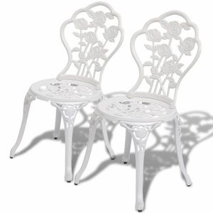 Zahradní bistro židle 2 ks litý hliník Bílá, Zahradní bistro židle 2 ks litý hliník Bílá obraz