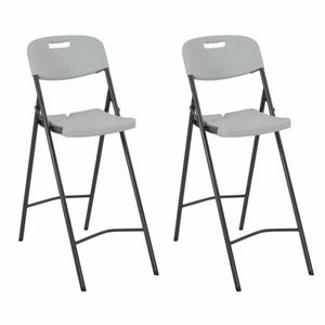 Skládací barové židle 2 ks bílá / černá, Skládací barové židle 2 ks bílá / černá obraz