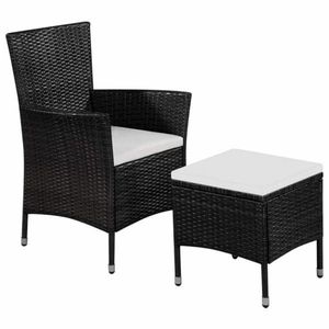 Zahradní židle s taburetem polyratan Černá, Zahradní židle s taburetem polyratan Černá obraz