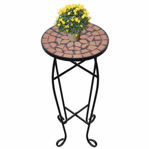 Mozaikový stolek na květiny keramika Dekorhome Cihlová, Mozaikový stolek na květiny keramika Dekorhome Cihlová obraz