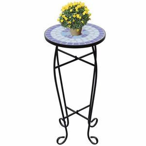 Mozaikový stolek na květiny keramika Dekorhome Modrá, Mozaikový stolek na květiny keramika Dekorhome Modrá obraz