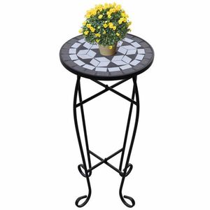 Mozaikový stolek na květiny keramika Dekorhome Černá, Mozaikový stolek na květiny keramika Dekorhome Černá obraz