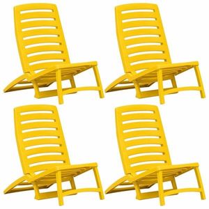 Skládací plážové židle 4 ks plast Dekorhome Žlutá, Skládací plážové židle 4 ks plast Dekorhome Žlutá obraz