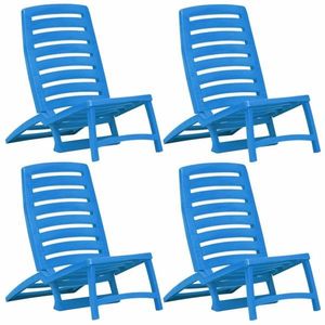 Skládací plážové židle 4 ks plast Dekorhome Modrá, Skládací plážové židle 4 ks plast Dekorhome Modrá obraz