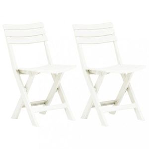 Skládací zahradní židle 2ks plast Dekorhome Bílá, Skládací zahradní židle 2ks plast Dekorhome Bílá obraz