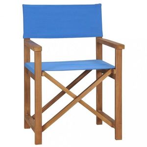 Režisérská židle teakové dřevo Dekorhome Modrá obraz