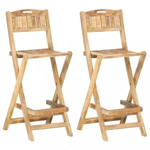 Skládací zahradní barové židle 2 ks mangovníkové dřevo Dekorhome, Skládací zahradní barové židle 2 ks mangovníkové dřevo Dekorhome obraz