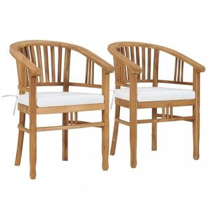 Zahradní židle s poduškami 2 ks teakové dřevo Dekorhome Krémová, Zahradní židle s poduškami 2 ks teakové dřevo Dekorhome Krémová obraz
