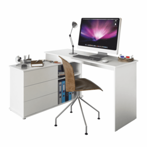 Univerzální rohový PC stůl, bílá, TERINO obraz