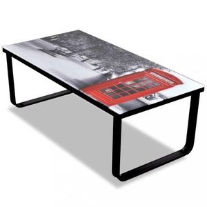 Konferenční stolek s potiskem sklo / kov Dekorhome Telefonní budka obraz