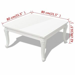 Konferenční stolek bílá vysoký lesk Dekorhome 80x80x42 cm, Konferenční stolek bílá vysoký lesk Dekorhome 80x80x42 cm obraz