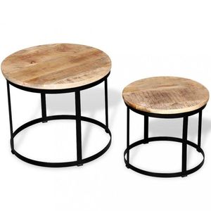 Konferenční stolek 2 ks dřevo / kov Dekorhome Mangovníkové dřevo, Konferenční stolek 2 ks dřevo / kov Dekorhome Mangovníkové dřevo obraz