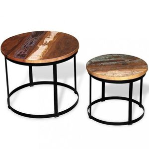 Konferenční stolek 2 ks dřevo / kov Dekorhome Recyklované dřevo obraz